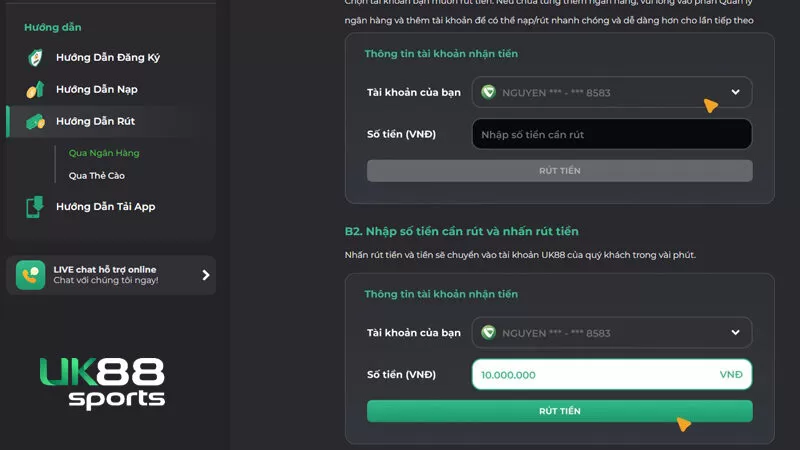 Rút tiền UK88 về ngân hàng cá nhân vô cùng tiện lợi